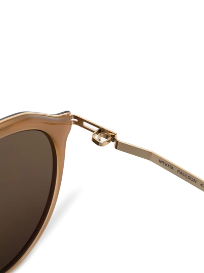 Shop Mykita Tinted-lens Round-frame Sunglasses In Yellow