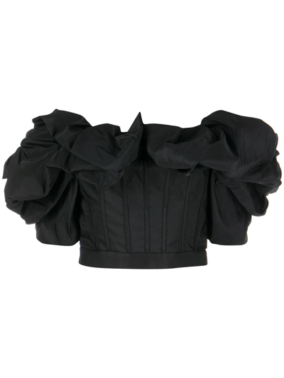 Shop Alexander Mcqueen Off-shoulder Corset-style Top In Black