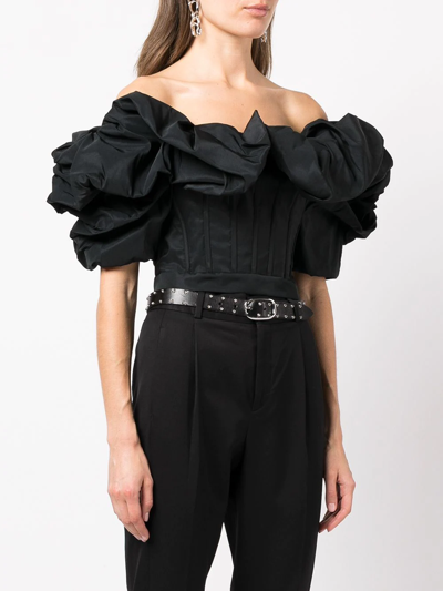 Shop Alexander Mcqueen Off-shoulder Corset-style Top In Black