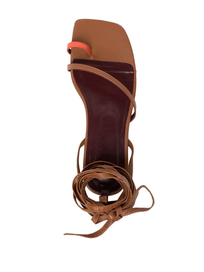 Shop Staud Nicola Leather Gladiator Sandals In Brown