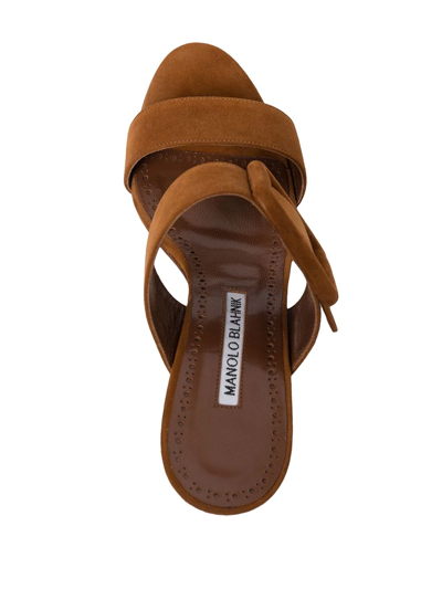 Manolo Blahnik Gable Suede-leather Buckled Sandals In Brown