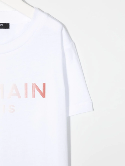Shop Balmain Gradient-logo Cotton T-shirt In White