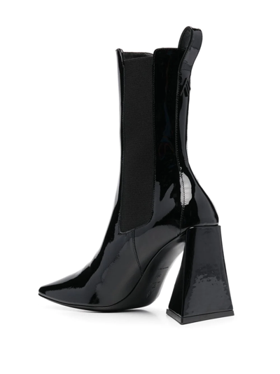 Shop Attico Square-toe Leather Boots In Black