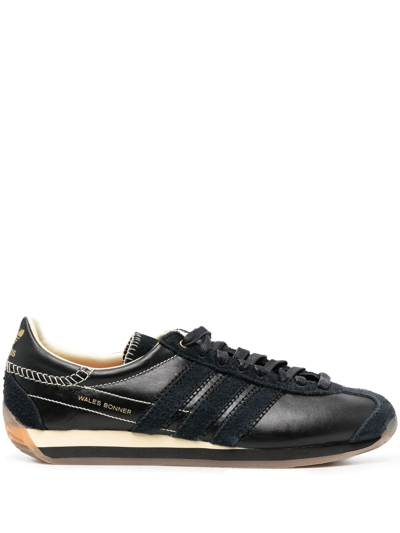 Adidas Originals X Wales Bonner Black Country Panelled Leather Sneakers |  ModeSens