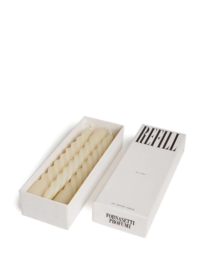 Shop Fornasetti Refill Twisted Candles (set Of 6) In White