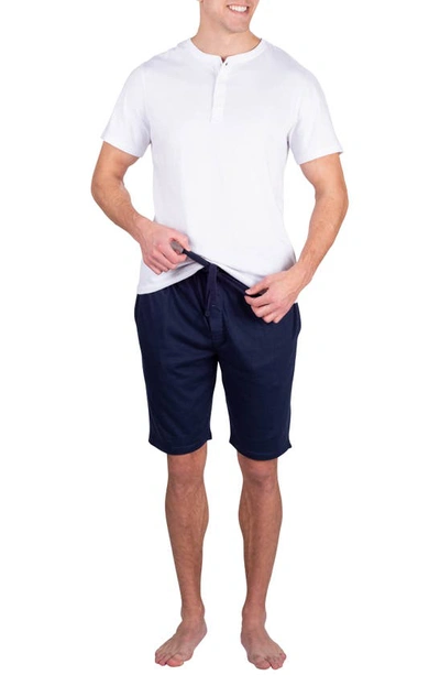 Shop Sleephero Jersey Polo & Shorts 2-piece Pj Set In Navy
