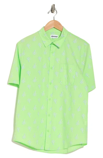 Shop Abound Short Sleeve Printed Poplin Shirt In Green Verde Neon Palms