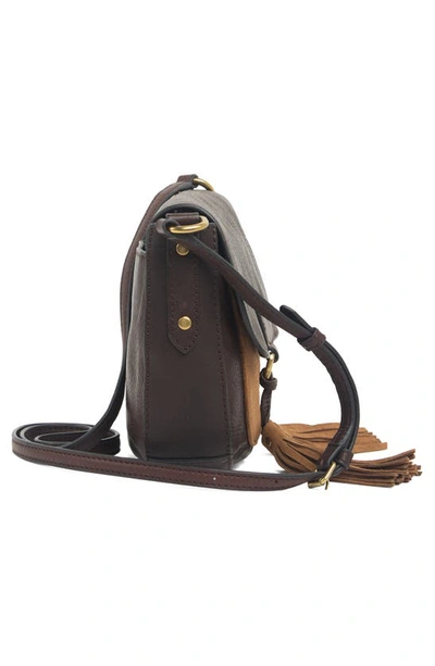 Shop Frye Clara Leather & Suede Saddle Crossbody Bag In Dark Brown