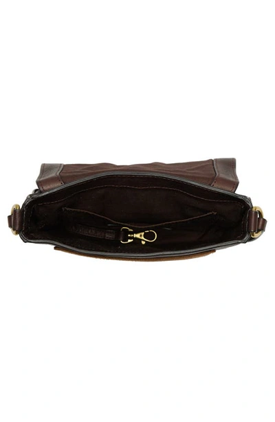 Shop Frye Clara Leather & Suede Saddle Crossbody Bag In Dark Brown