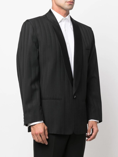Pre-owned Pierre Cardin 1980s Tonal Striped Dinner Jacket In Black