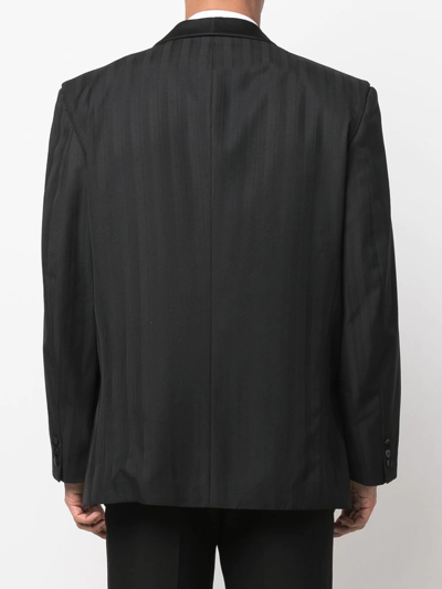 Pre-owned Pierre Cardin 1980s Tonal Striped Dinner Jacket In Black