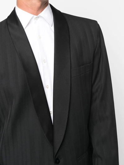 Pre-owned Pierre Cardin 1980s Tonal Striped Dinner Jacket In Black
