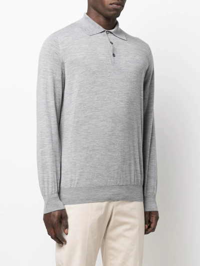 Brunello Cucinelli Men Polo-style Lightweight Sweater In Grey