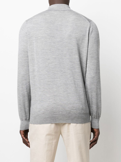 Brunello Cucinelli Men Polo-style Lightweight Sweater In Grey