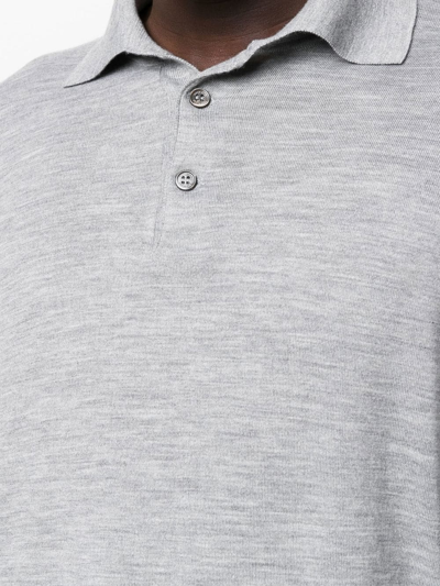 Brunello Cucinelli Men Polo-style Lightweight Sweater In Grey