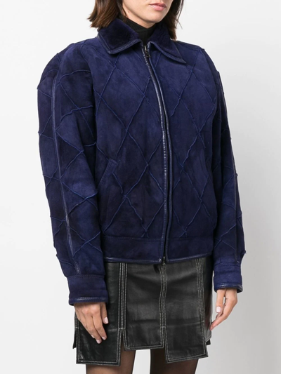 Pre-owned A.n.g.e.l.o. Vintage Cult 1980s Diamond-quilted Zip-up Jacket In Purple
