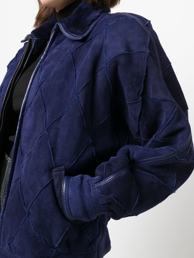 Pre-owned A.n.g.e.l.o. Vintage Cult 1980s Diamond-quilted Zip-up Jacket In Purple