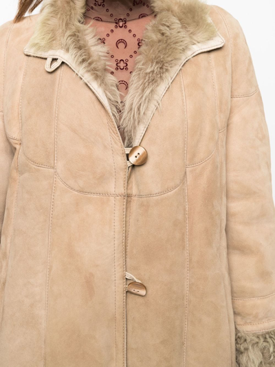 Pre-owned A.n.g.e.l.o. Vintage Cult 1990s Shearling-lined Single-breasted Coat In Neutrals