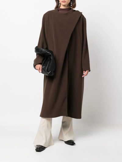 Pre-owned A.n.g.e.l.o. Vintage Cult 1990s Scarf-detail Long Coat In Brown
