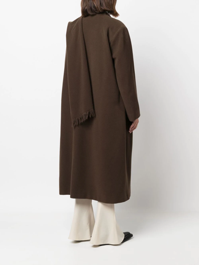 Pre-owned A.n.g.e.l.o. Vintage Cult 1990s Scarf-detail Long Coat In Brown