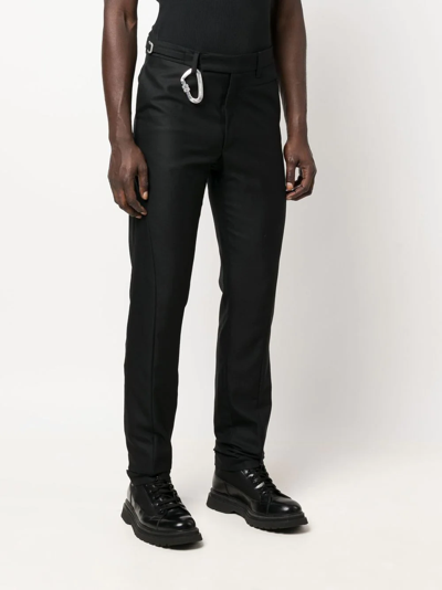 Shop Heliot Emil Hook-embellished Straight Chinos In 黑色