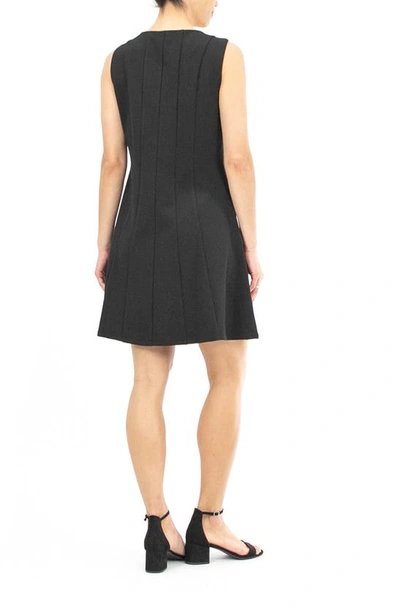 Nina Leonard Sleeveless Pleated Crepe Dress In Black