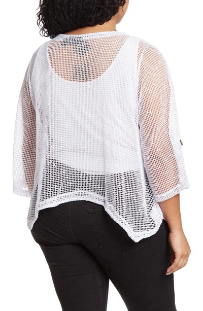 Shop Nina Leonard Coconut Mesh Cardigan In White