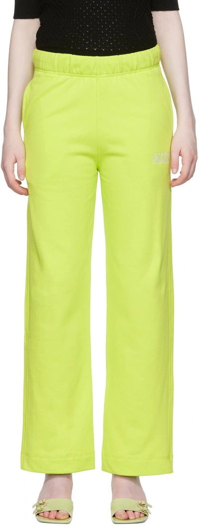 Ganni Green Organic Cotton Lounge Pants In 853 Lime Popsicle