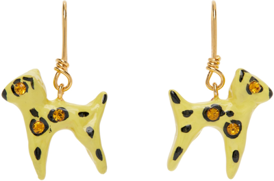 Shop Marni Yellow Rhinestone Cat Earrings In 00y50 Sun