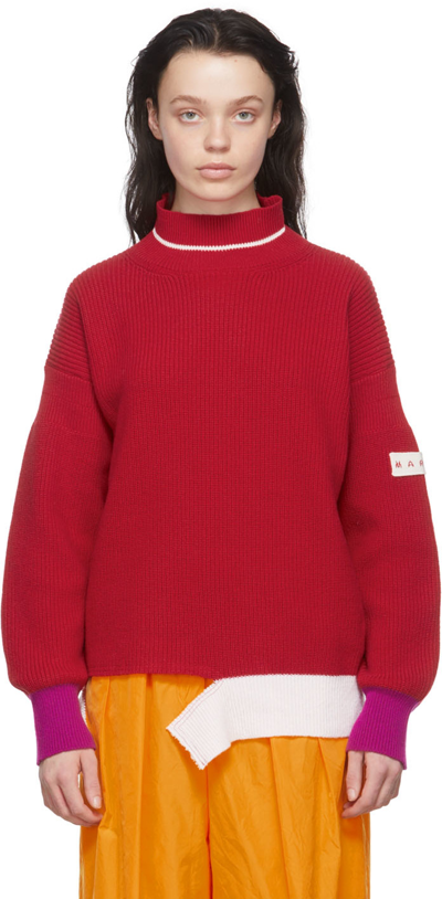 Shop Marni Red Virgin Wool Turtleneck In Mxr66 Red