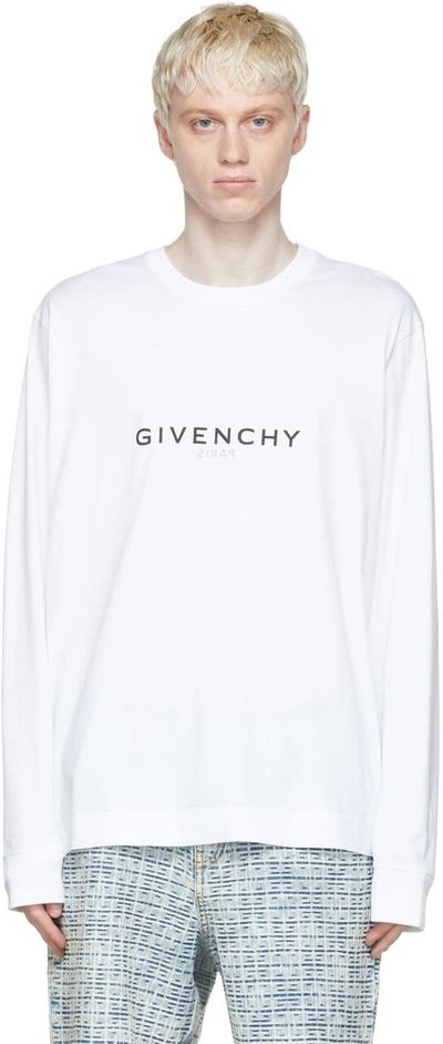 Shop Givenchy White Cotton Long Sleeve T-shirt In 100 White