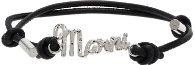 Shop Marni Black Leather Bracelet In 00n99 Black