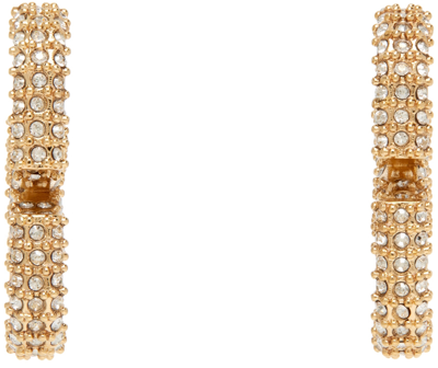 Shop Valentino Gold Vlogo Strass Earrings In Mh5 Oro 18/crystal S