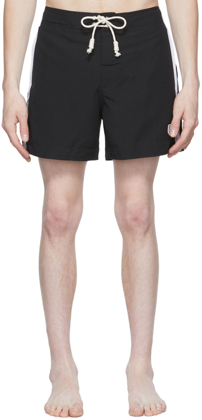 Shop Palm Angels Black Monogram Swim Shorts In Black/white