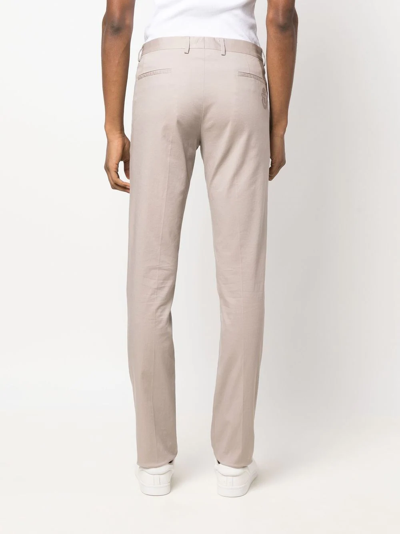 Shop Billionaire Embroidered Logo Chino Trousers In Grau