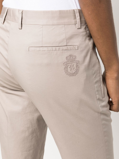 Shop Billionaire Embroidered Logo Chino Trousers In Grau