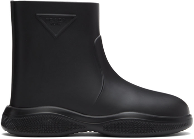 Shop Prada Black Rubber Boots In F0002 Black