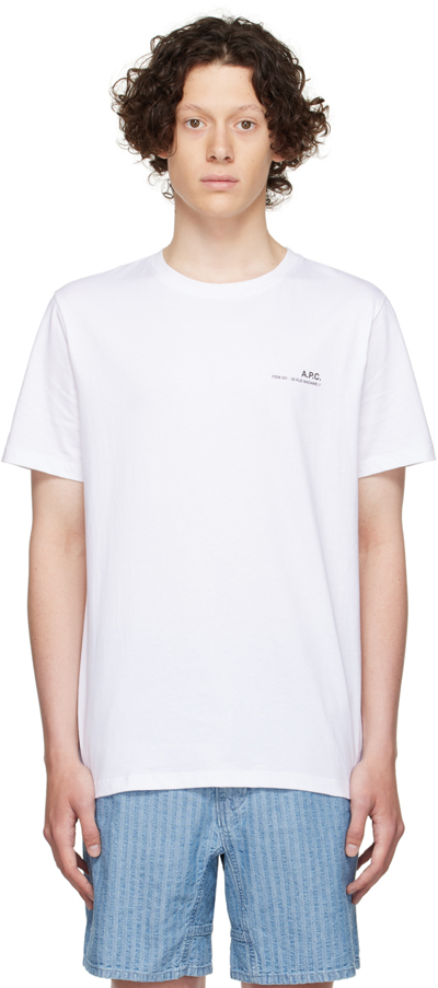 Shop Apc White Cotton T-shirt In Aab Blanc