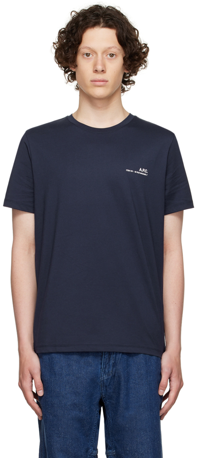 Shop Apc Navy Cotton T-shirt In Iak Dark Navy