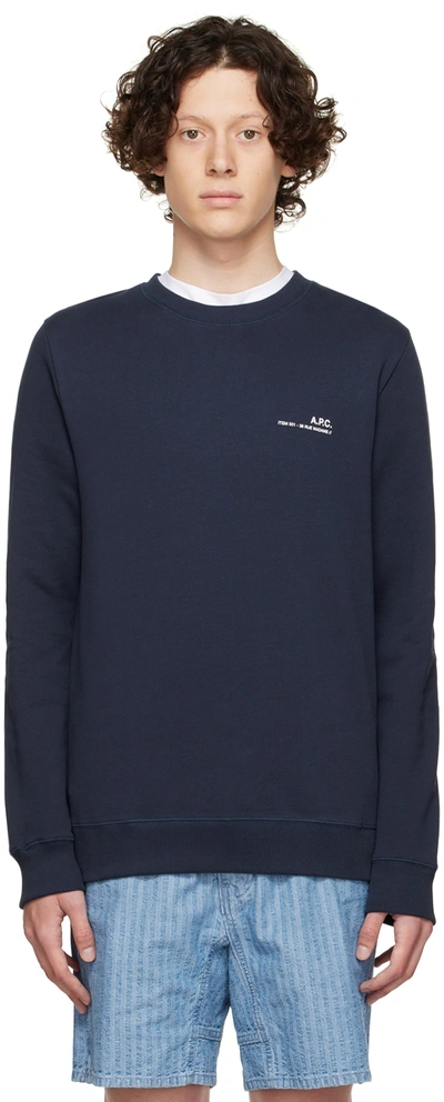 Shop Apc Navy Cotton Sweatshirt In Iak Dark Navy