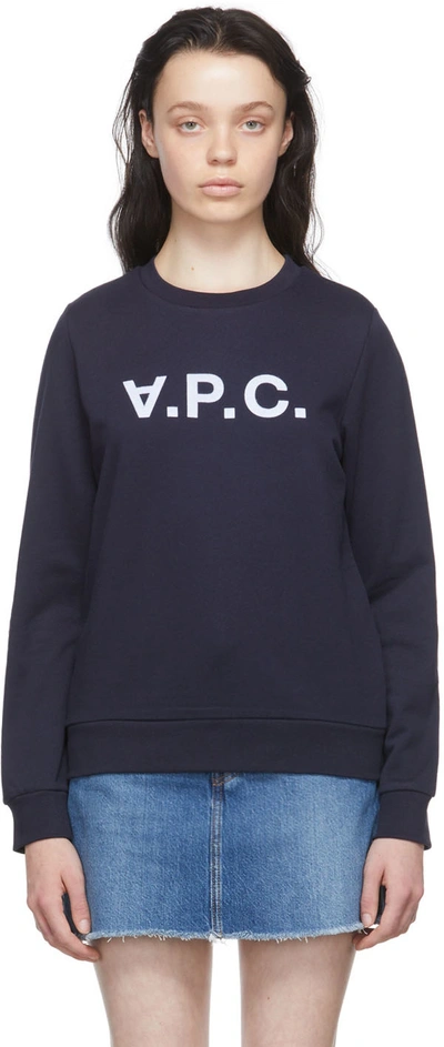 Shop A.p.c. Navy Cotton Sweatshirt In Iak Navy