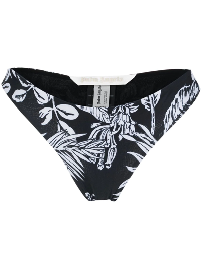 Palm Angels Tropical Print Bikini Bottoms In Weiss