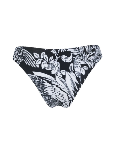 Palm Angels Tropical Print Bikini Bottoms In Weiss