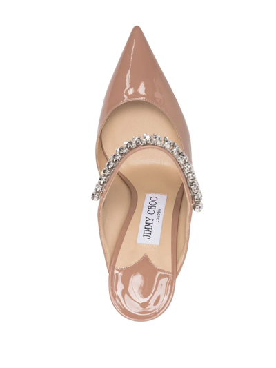 Shop Jimmy Choo Bing 100mm Crystal-embellished Mules In Pink