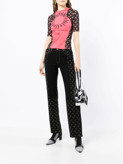 Marine Serre Printed Regenerated High-rise Slim Jeans In Multi