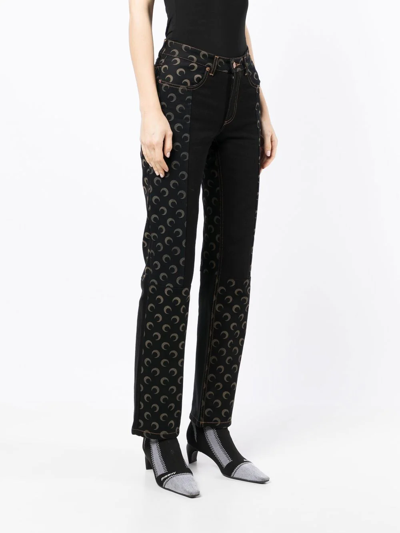 Marine Serre Printed Regenerated High-rise Slim Jeans In Multi