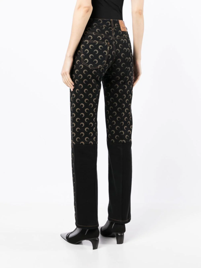 Marine Serre Printed Regenerated High-rise Slim Jeans In Multi