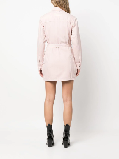 Shop Ksubi Hazard Belted-waist Shirt Dress In Rosa