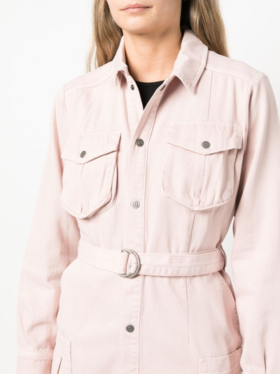 Shop Ksubi Hazard Belted-waist Shirt Dress In Rosa