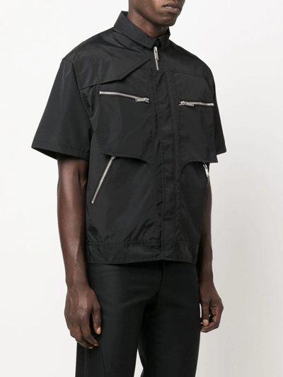 Shop Heliot Emil High-neck Short-sleeve Shirt In Schwarz